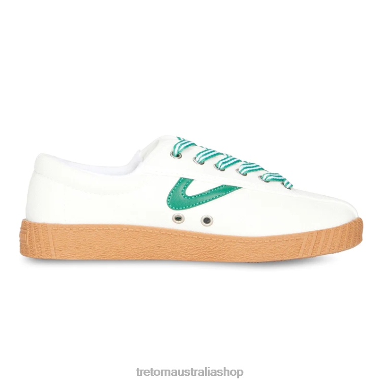AU Tretorn Nylite Plus Canvas White/Green/Gum LL84F12 Footwear