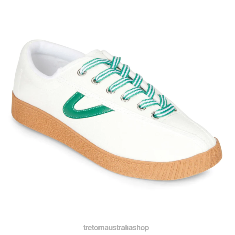 AU Tretorn Nylite Plus Canvas White/Green/Gum LL84F12 Footwear