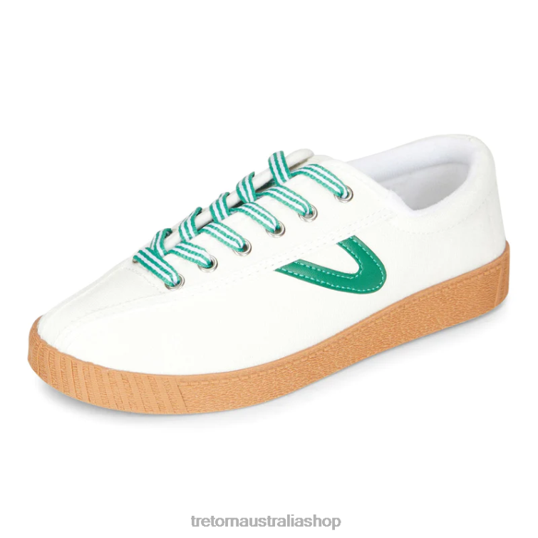 AU Tretorn Nylite Plus Canvas White/Green/Gum LL84F12 Footwear