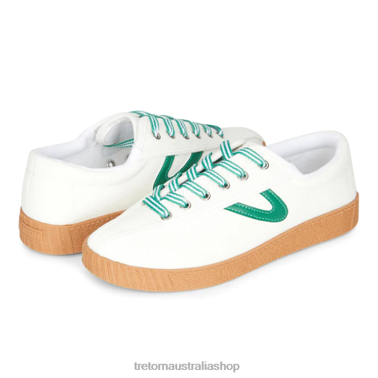 AU Tretorn Nylite Plus Canvas White/Green/Gum LL84F12 Footwear
