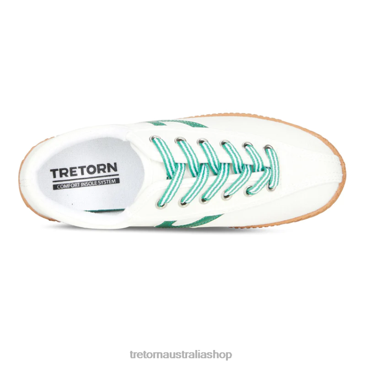 AU Tretorn Nylite Plus Canvas White/Green/Gum LL84F12 Footwear