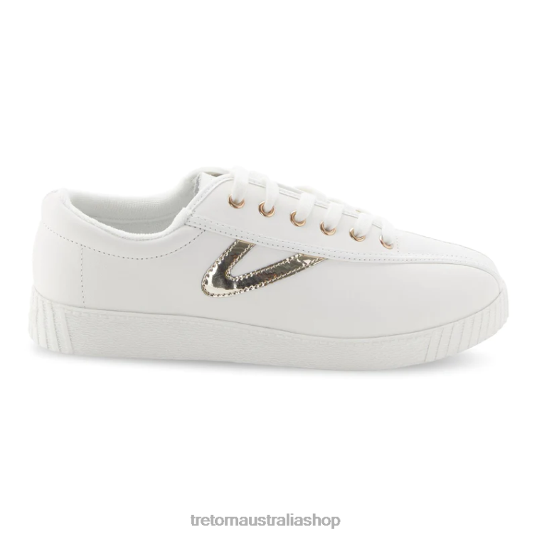 AU Tretorn Nylite Plus Leather White/Light Gold LL84F2 Footwear