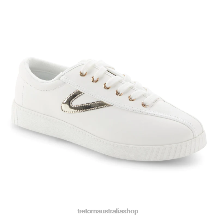 AU Tretorn Nylite Plus Leather White/Light Gold LL84F2 Footwear
