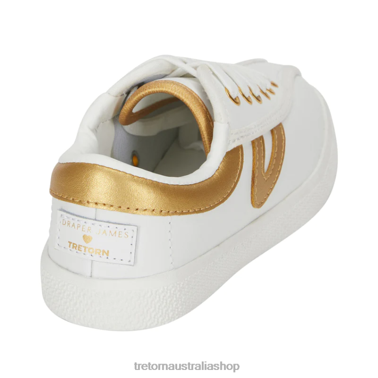 AU Tretorn x Draper James Nylite Plus Leather White/Metallic Gold LL84F21 Footwear