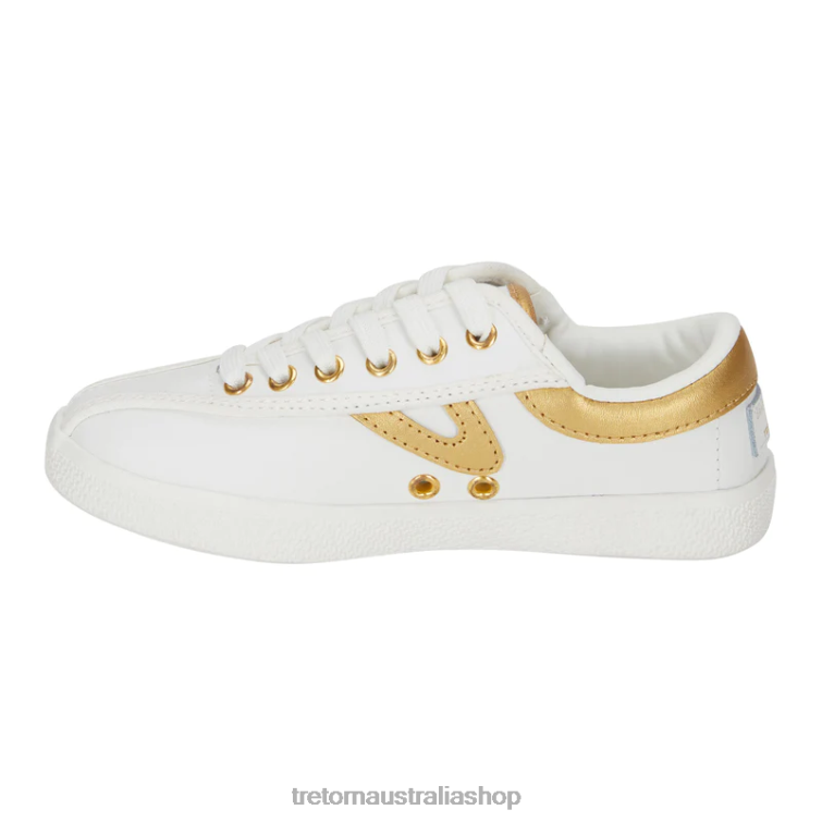 AU Tretorn x Draper James Nylite Plus Leather White/Metallic Gold LL84F21 Footwear