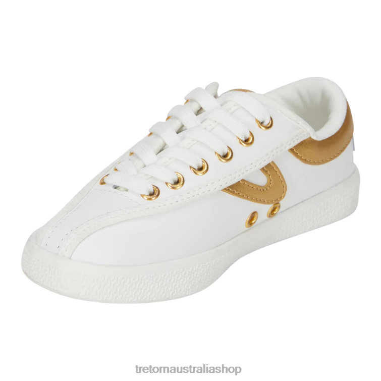 AU Tretorn x Draper James Nylite Plus Leather White/Metallic Gold LL84F21 Footwear